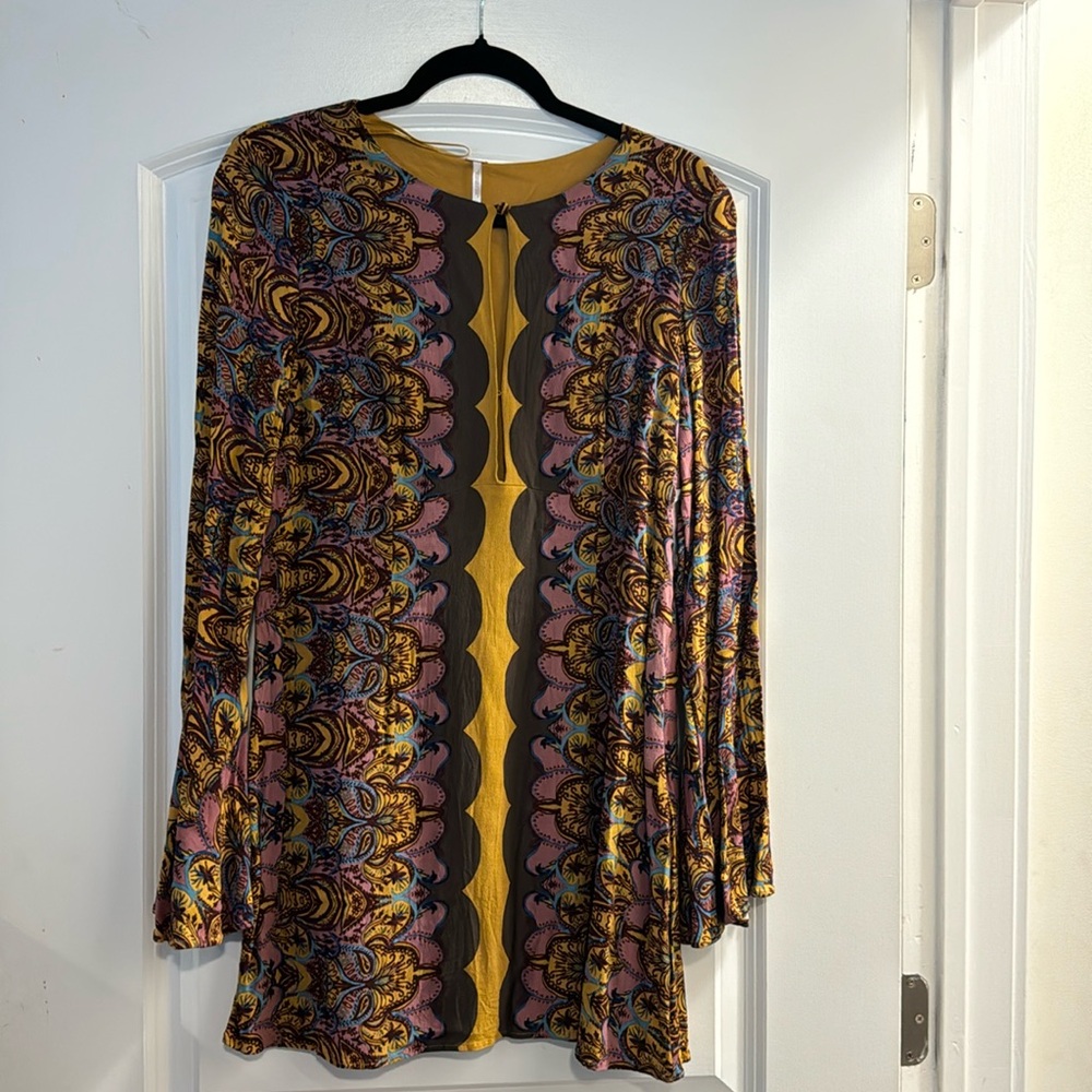 Free People size 12 purple gold 70 vibe blouse nwt